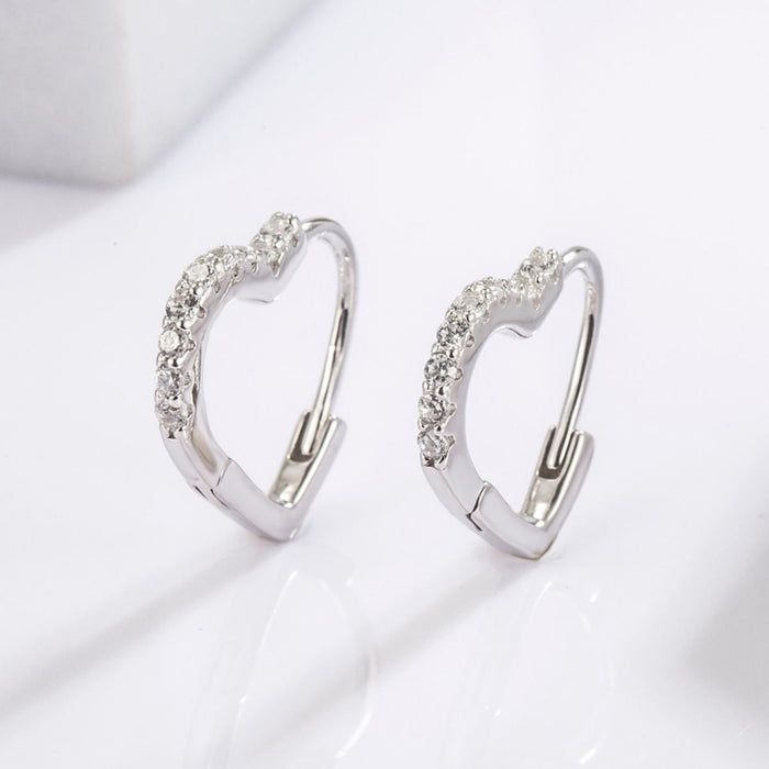 Timeless Heart-Shaped Zircon Earrings in Sterling Silver