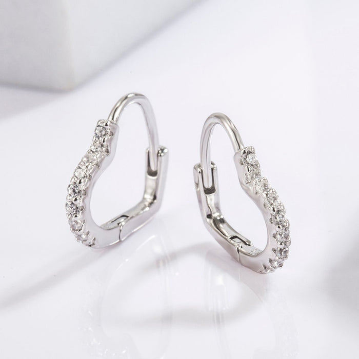 Timeless Heart-Shaped Zircon Earrings in Sterling Silver