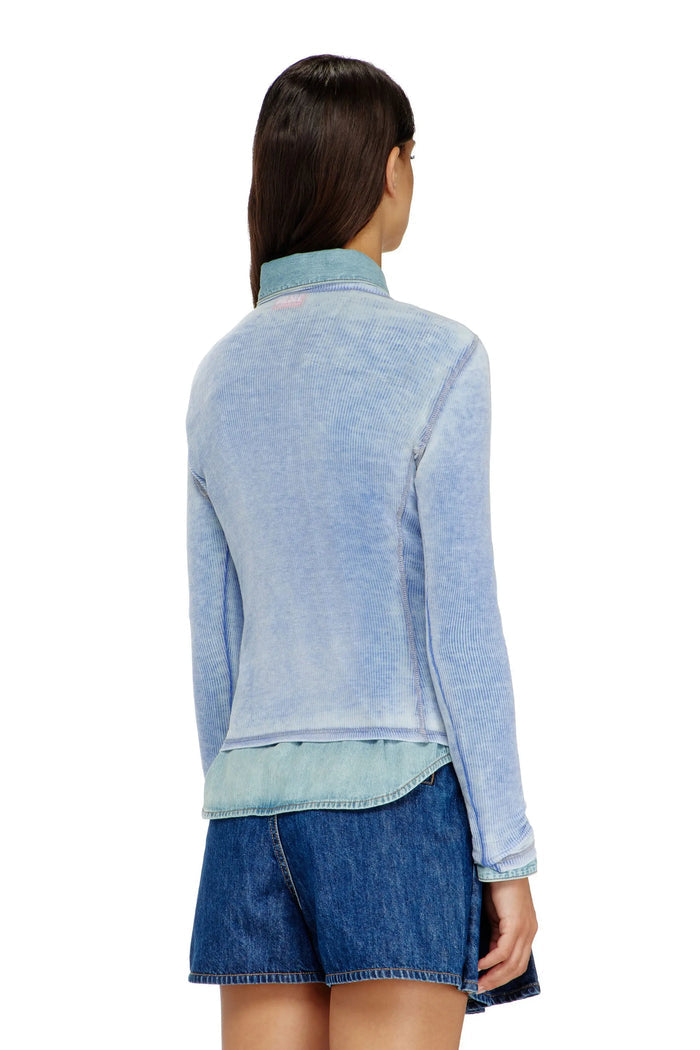 Top in light ribbed jersey with logo embroidery