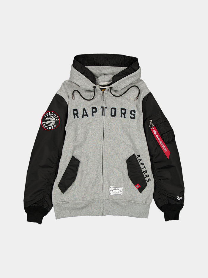 TORONTO RAPTORS X ALPHA X NEW ERA MA-1 ZIP UP HOODIE OUTERWEAR Alpha Industries BLACK S