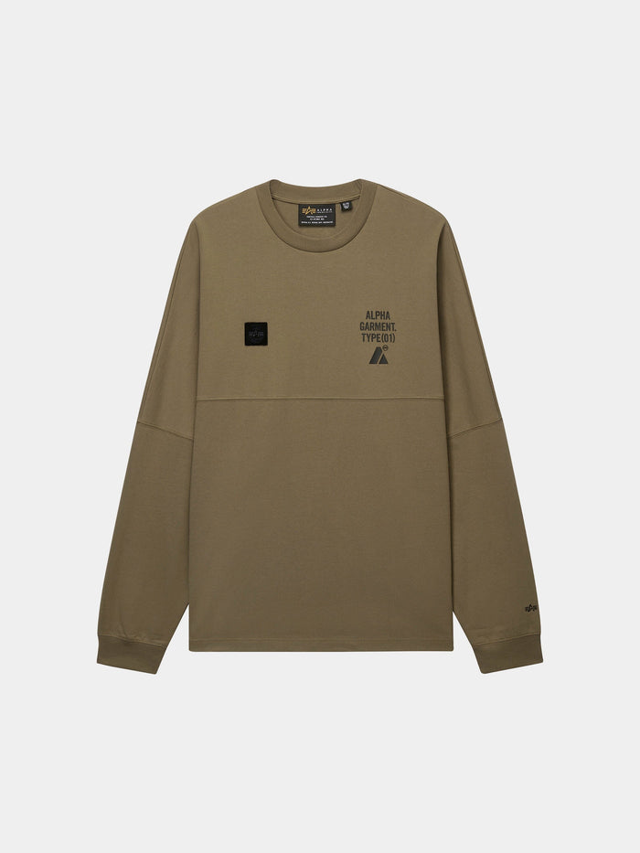 UNFRM LONG-SLEEVED GRAPHIC TEE TOP Alpha Industries TAN XS