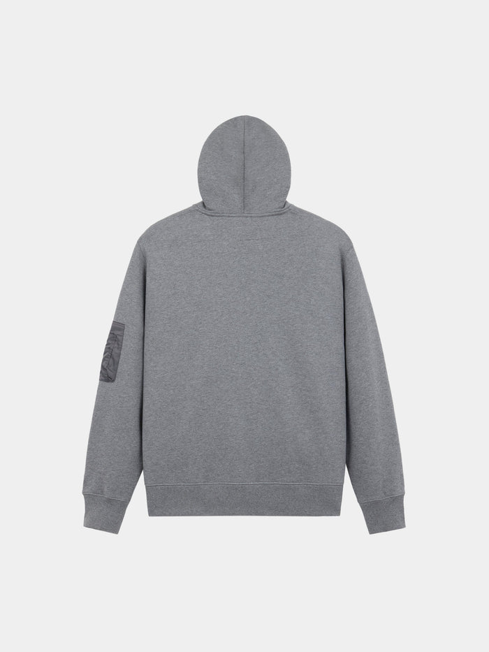 Alpha Industries Utility Pocket Full Zip Up hoodie with patch on left sleeve.