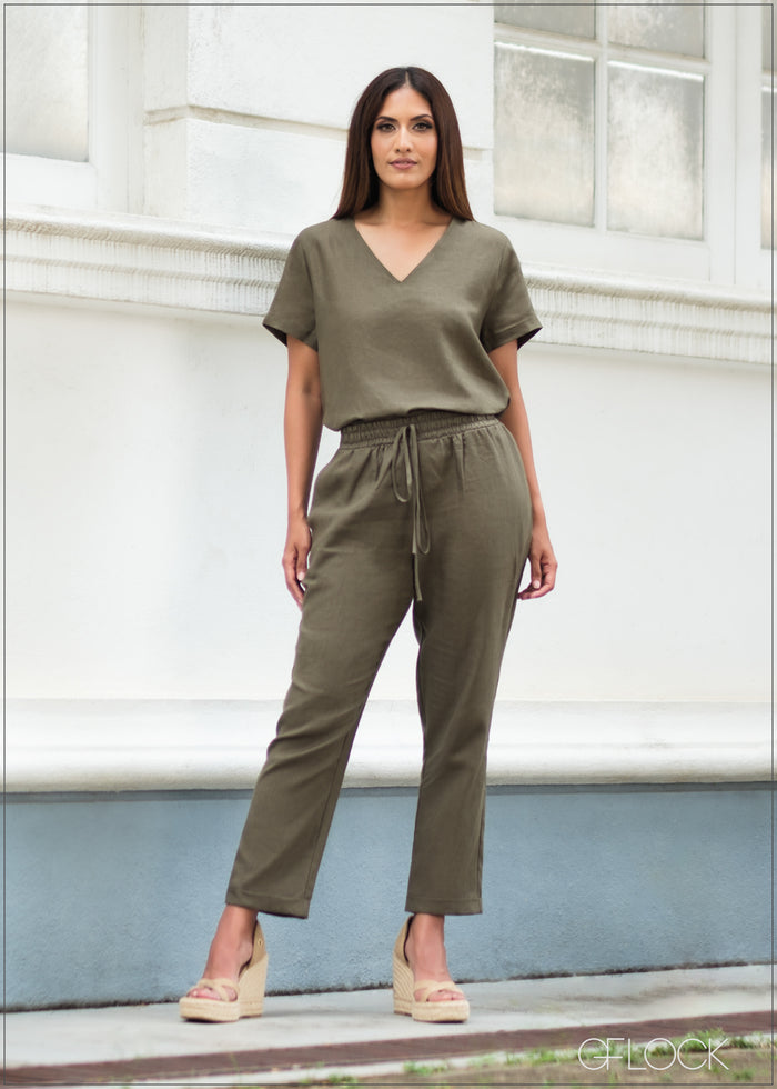 V-Neck Short Sleeve Top - 040823