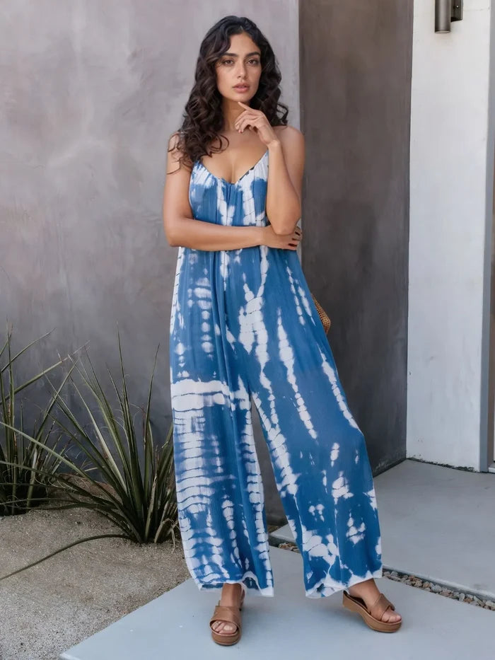 V-Neck Spaghetti Strap Pocketed Stretch Jumpsuit