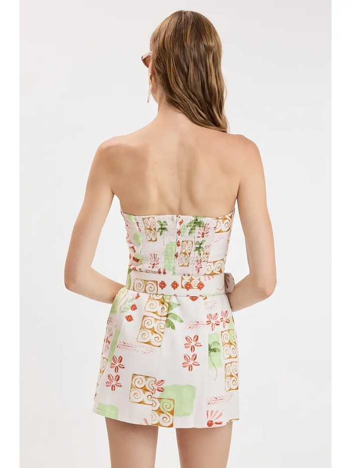 Vintage Palm Tree Belt Mini Dress - Greige Goods