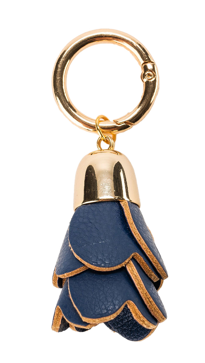 Leather Flower Tassel Navy