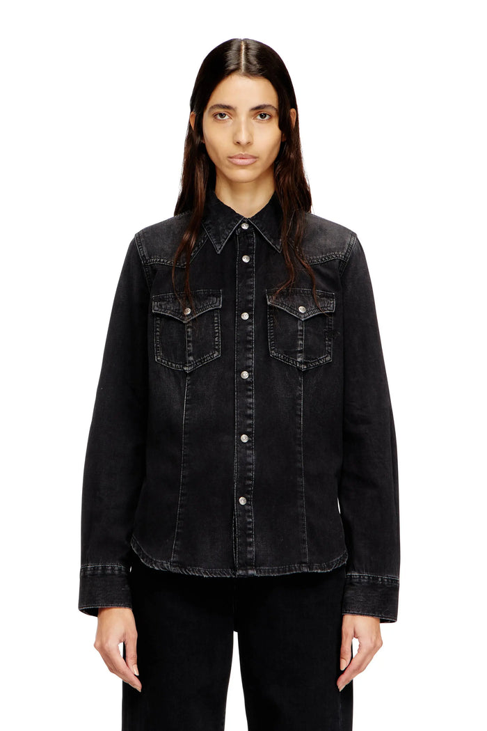Western shirt in treated denim
