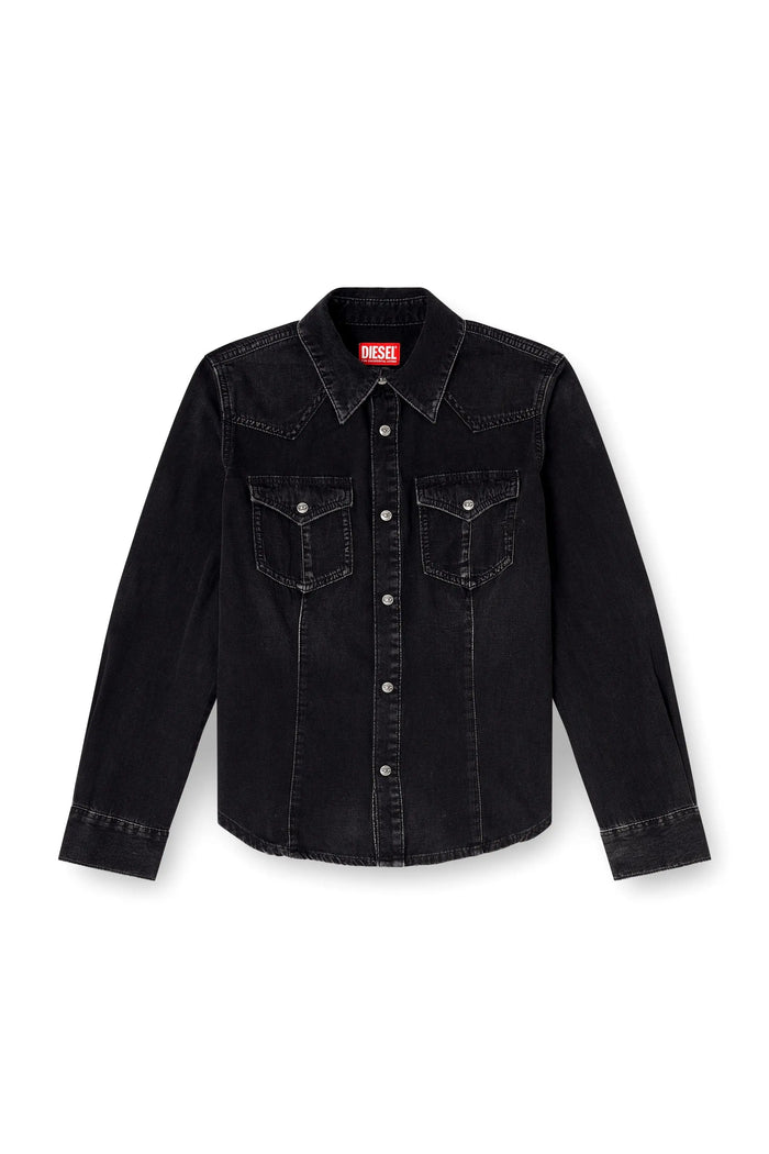 Western shirt in treated denim