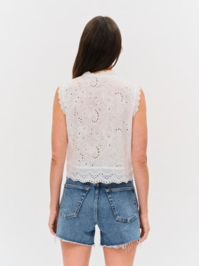Wren Eyelet Scalloped Top - Greige Goods