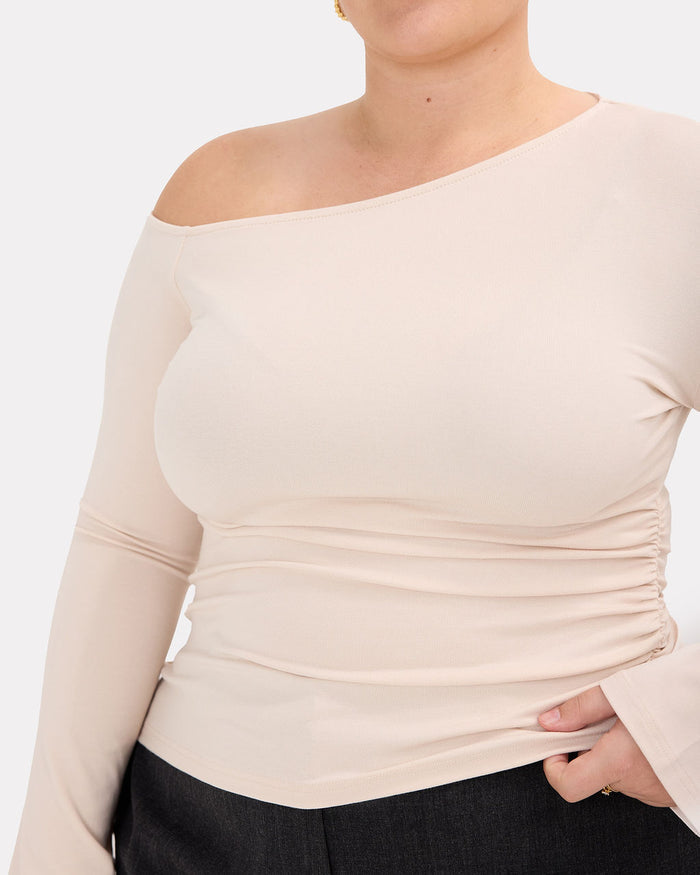 Wren Top in Beige | Size Inclusive Maternity Wear | The Lullaby Club