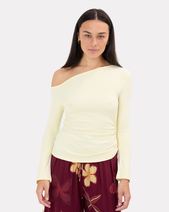 Wren Top in Lemon | Stretchy Longsleeve Maternity Wear | The Lullaby Club