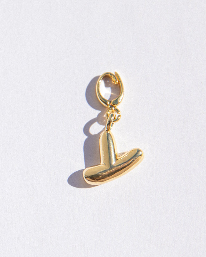 Gold Y letter bubble charm.