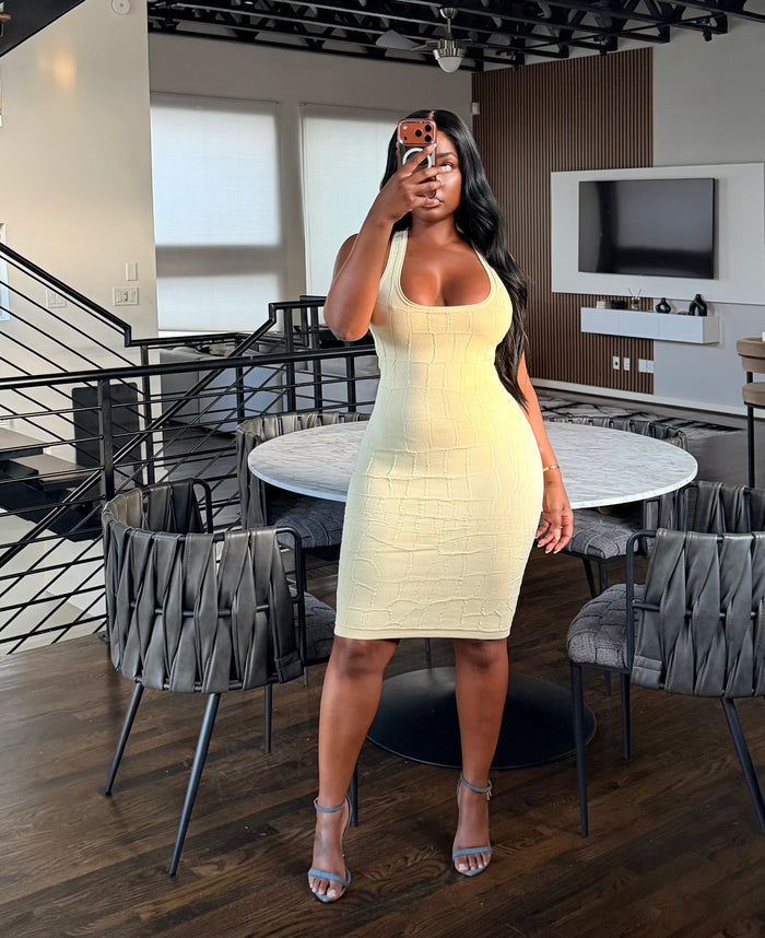 Yellow textured tank dress